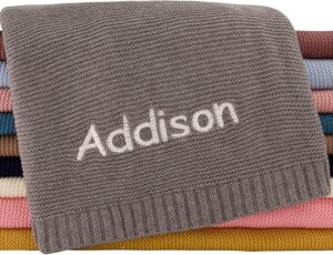 Personalized Knit Blanket with Baby’s Name – Super Soft and Breathable