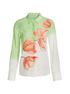 Alice + Olivia  Brady Ombré Floral Silk Shirt