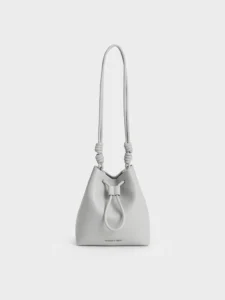 Leia Knotted Bucket Bag – Grey