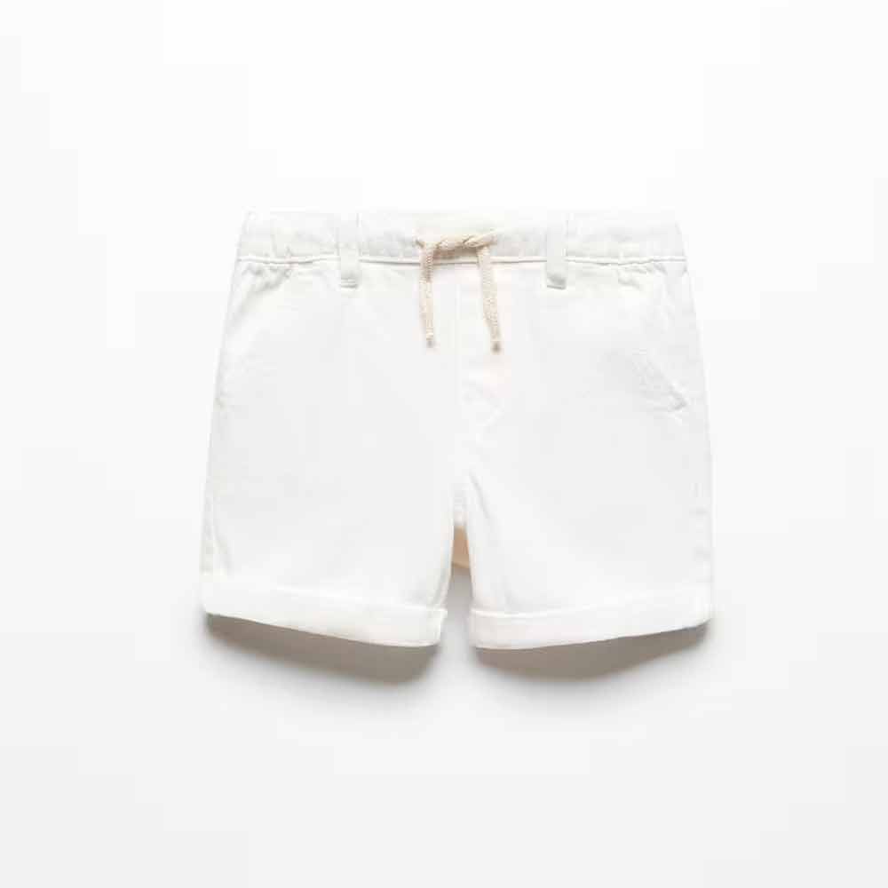 Elastic waist denim Bermuda shorts White | findsclothing
