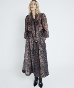 Brown leopard Organza maxi skirt