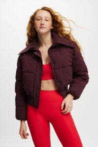The Mother Puffer Knitted Jacket dark oak