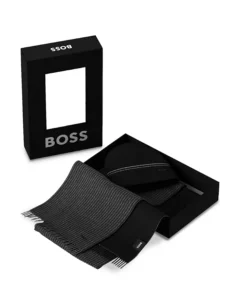 BOSS Hugo Boss Ernesto Cotton & Wool Tipped Beanie & Double Face Scarf Gift Set