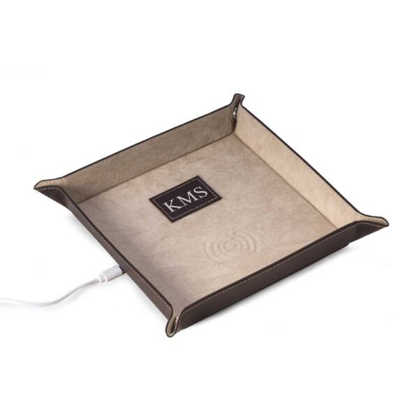 Bey-Berk Men's Personalized Leather/Velour Charge Station
