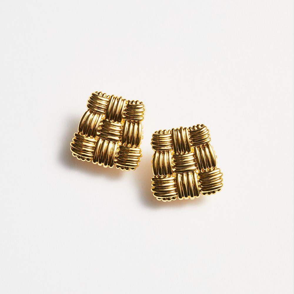 Braided Stud Earrings Gold