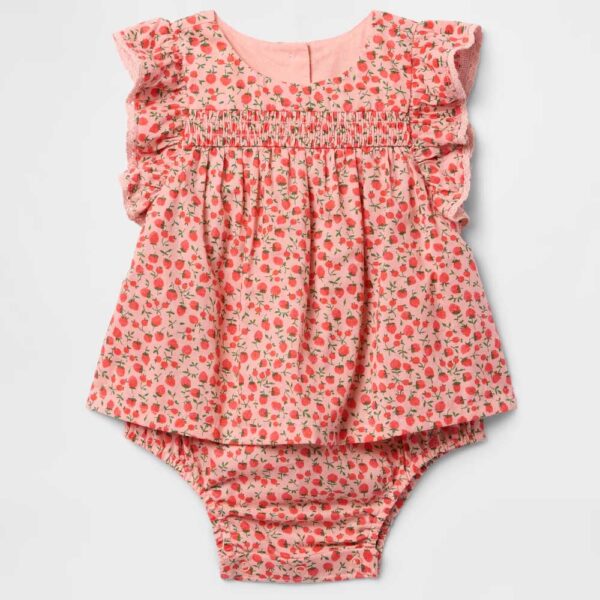 Baby Smocked Ruffle-Sleeve Bodysuit Dress