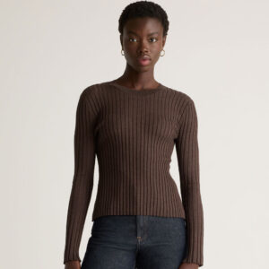 Cotton Cashmere Ribbed Long Sleeve Sweater