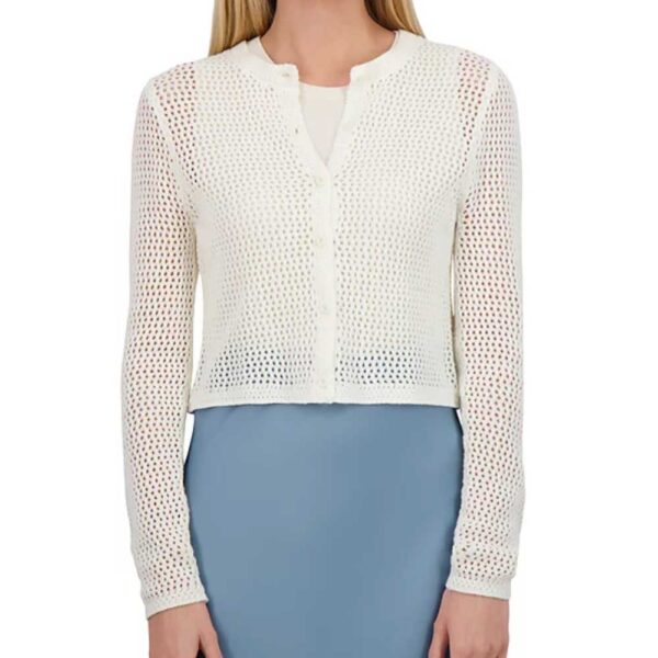 Point Wide Knit Cardigan Cream