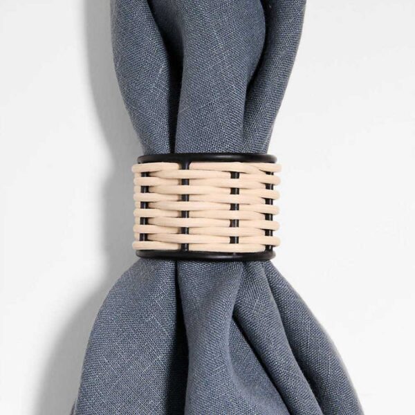 Amira Black and Wicker Napkin Ring