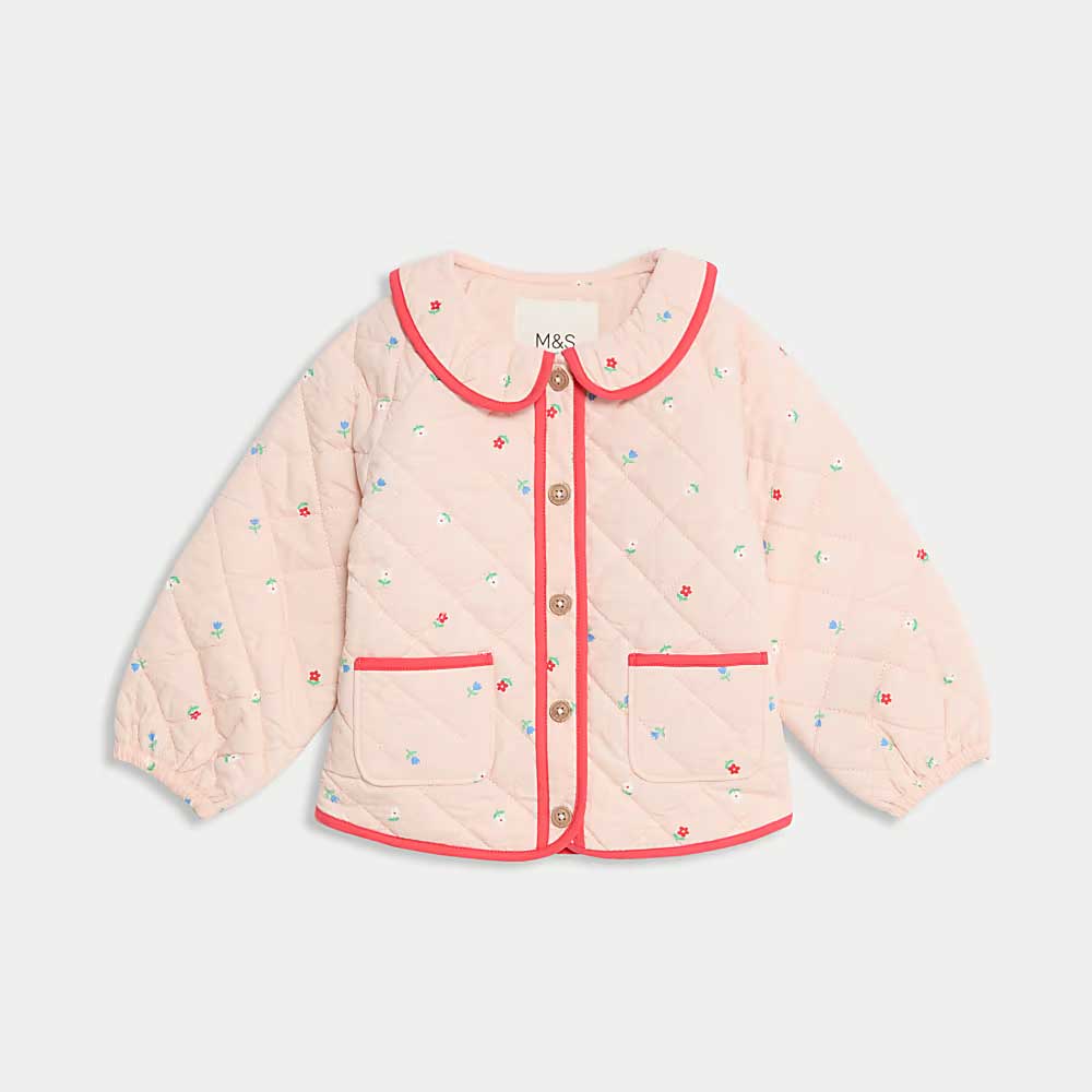 M&S Collection Pure Cotton Floral Quilted Jacket