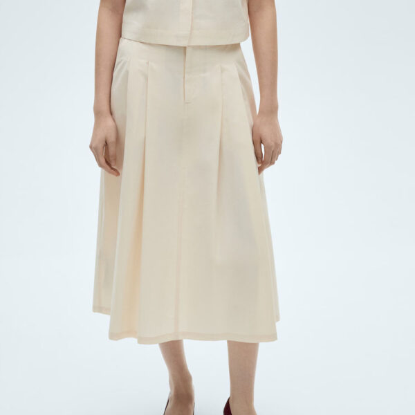 Pleated midi-skirt Ecru