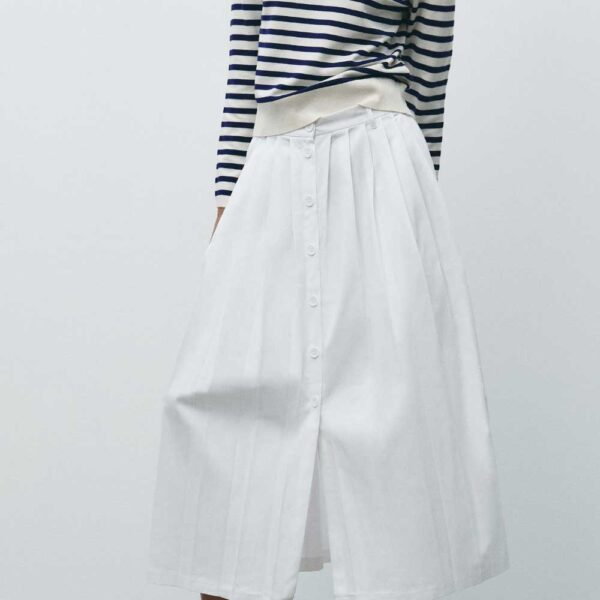 PLEATED MIDI SKIRT Oyster-white