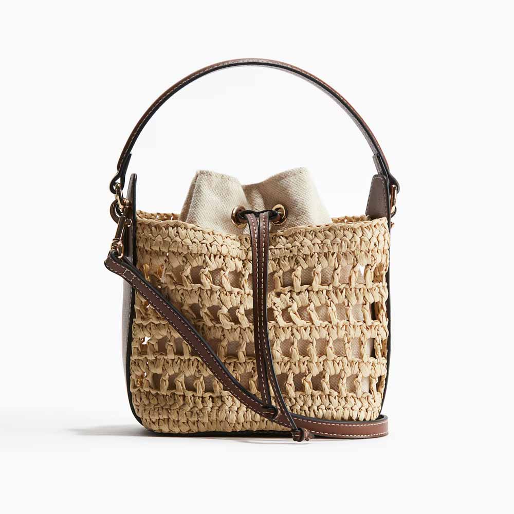 Straw Crossbody Bag Beige