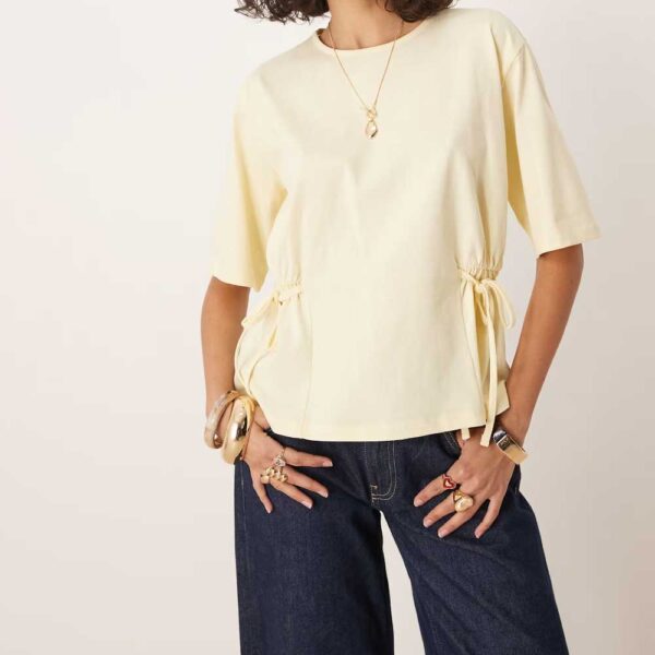 ASOS DESIGN oversized T-shirt with tie detail in lemon