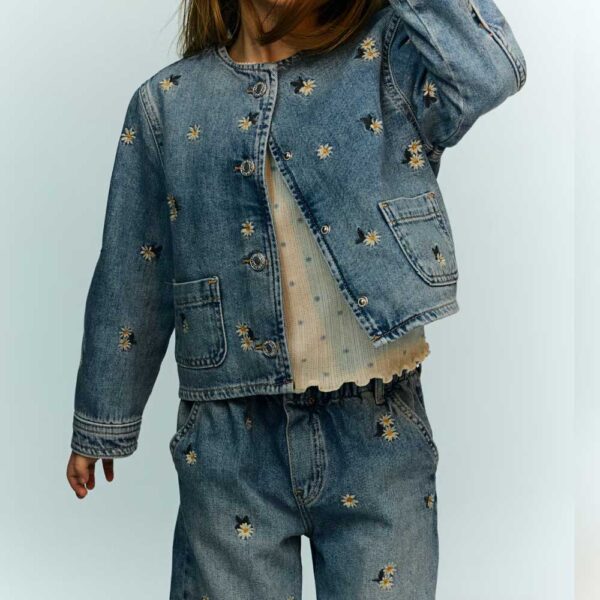 Cotton Denim Jacket Denim blue/floral