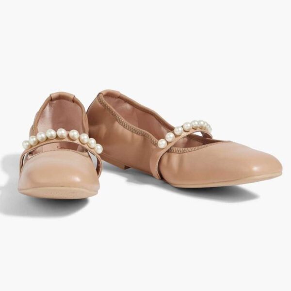 Goldie faux pearl-embellished leather ballet flats