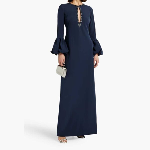 MARCHESA NOTTE Cutout embellished crepe gown