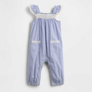 Baby Lace-Trim One-Piece blue stripe