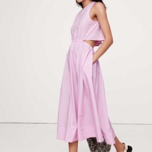 Cotton Poplin Cut-Out Midi Dress pink orchid dust
