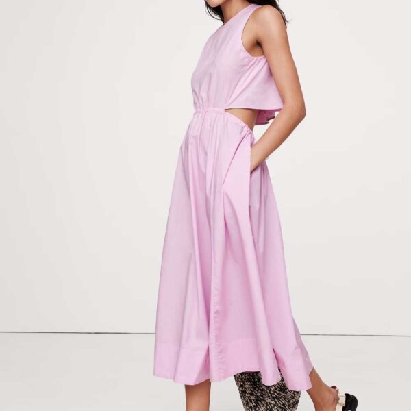 Cotton Poplin Cut-Out Midi Dress pink orchid dust