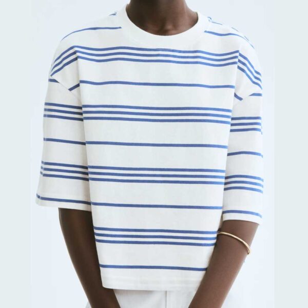 Cropped T-Shirt White/blue striped