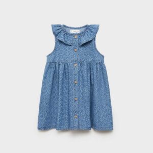 Denim dress with babydoll neckline Medium Blue