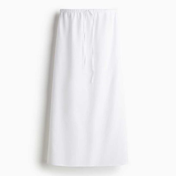 Linen-Blend Skirt White