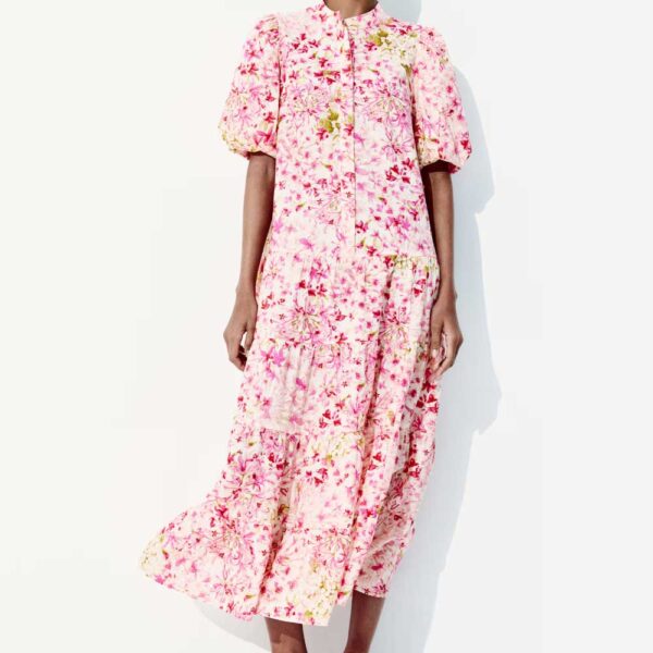 Long Cotton Dress Pink/floral