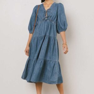 Nadia Midi Dress in Light Wash