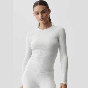 Ribbed Modal Long Sleeve White