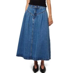 Rolla’s Leonie River Blue High-Rise Midi Skirt