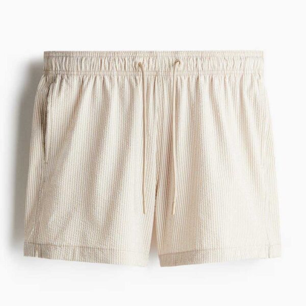 Seersucker Swim Shorts Light beige/striped