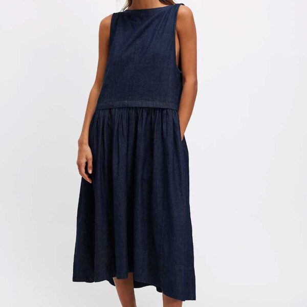 Soraya Denim Midi Dress Rinse