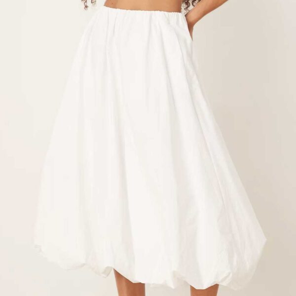 Abercrombie & Fitch high rise bubble maxi skirt in white
