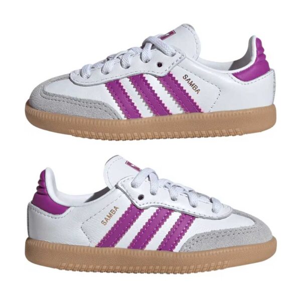 adidas Kids' Samba Sneaker White/ Purple/ Gum