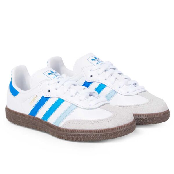 Adidas Originals Kids Samba OG leather sneakers white, blue