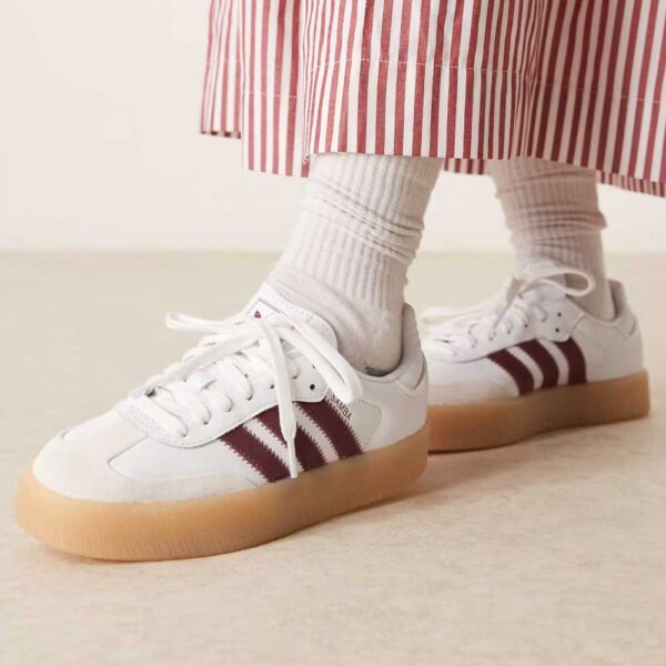 adidas Originals Sambae sneakers in white and burgundy