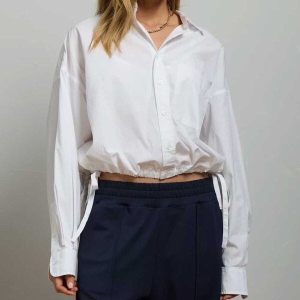 AE77 Premium Poplin Long-Sleeve Button-Up Bubble Shirt