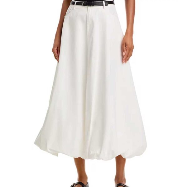 AQUA Poplin Bubble Maxi Skirt White