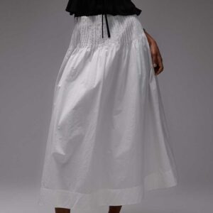 ARKET maxi skirt with pintuck details in white