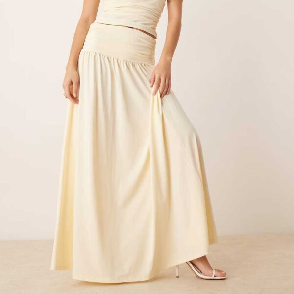 ASOS DESIGN mix & match drop waist ruched maxi skirt