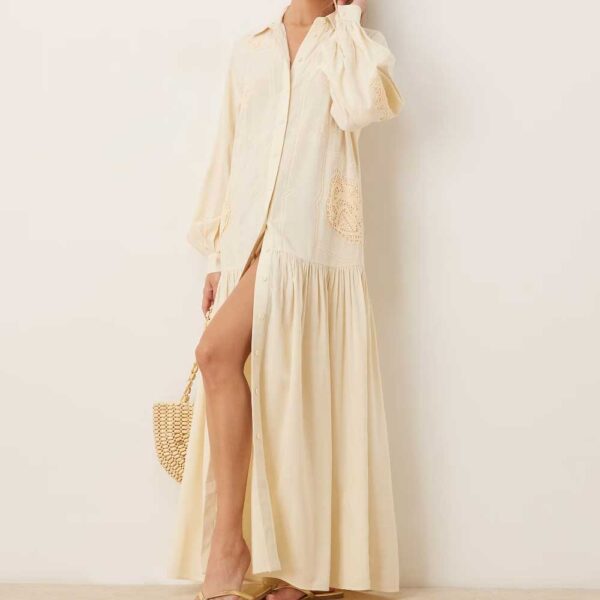 ASOS DESIGN oversized shirt dress with volume sleeve and cutwork