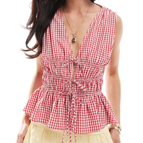 ASOS DESIGN sleeveless top with tie waist details