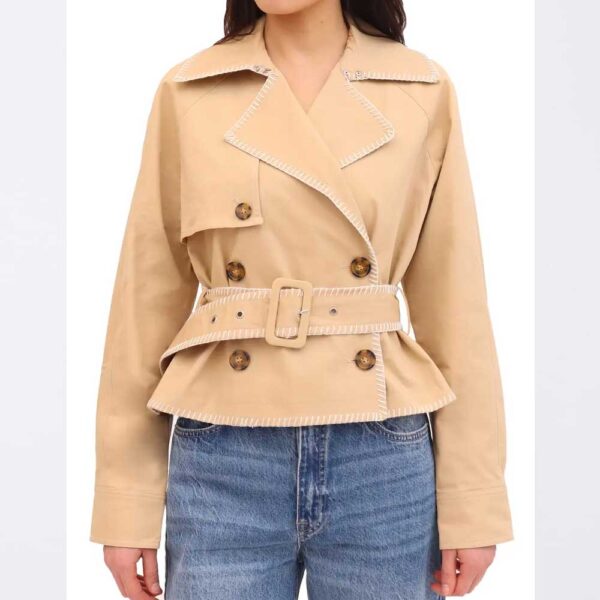 Avec Les Filles Blanket Stitch Cropped Trench Coat