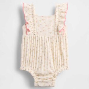 Baby Pointelle Rib Ruffle Bubble Shorty One-Piece
