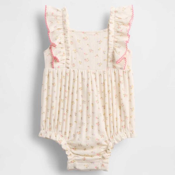 Baby Pointelle Rib Ruffle Bubble Shorty One-Piece