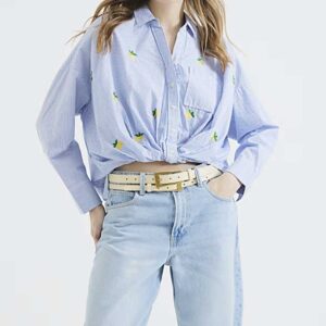 Blue Long Sleeve Striped Lemon Shirt