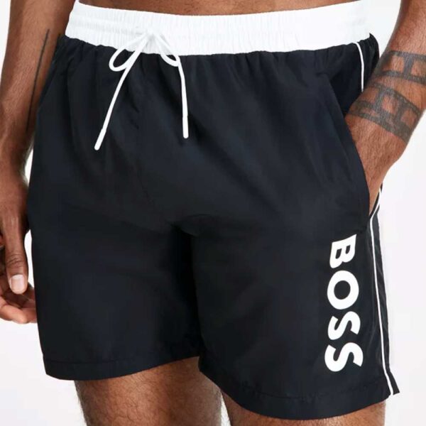 BOSS by Hugo Boss Men's Logo 6" Swim Trunks Black