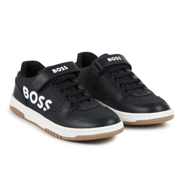 BOSS Kidswear logo-print leather sneakers