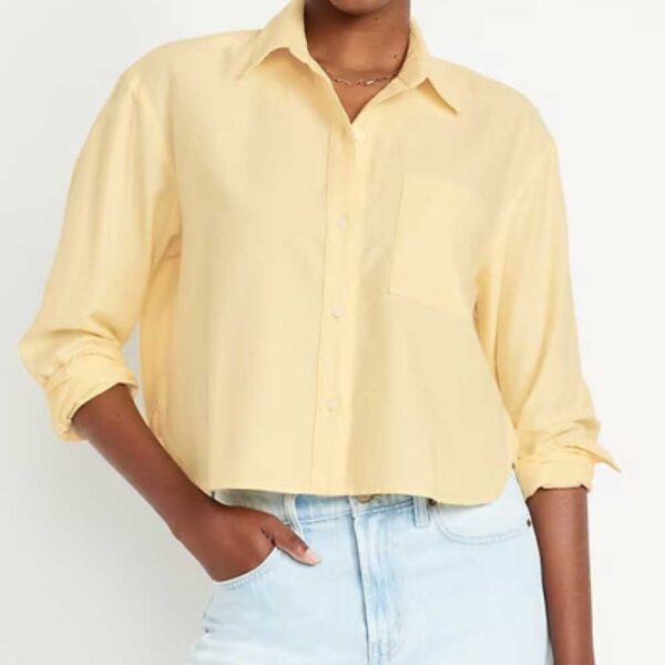 Button-Down Oxford Crop Shirt sweet butter